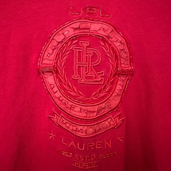 Vintage 1990s Lauren Ralph Lauren Crimson Red Embroidered Shirt size PL - Picture 2 of 5